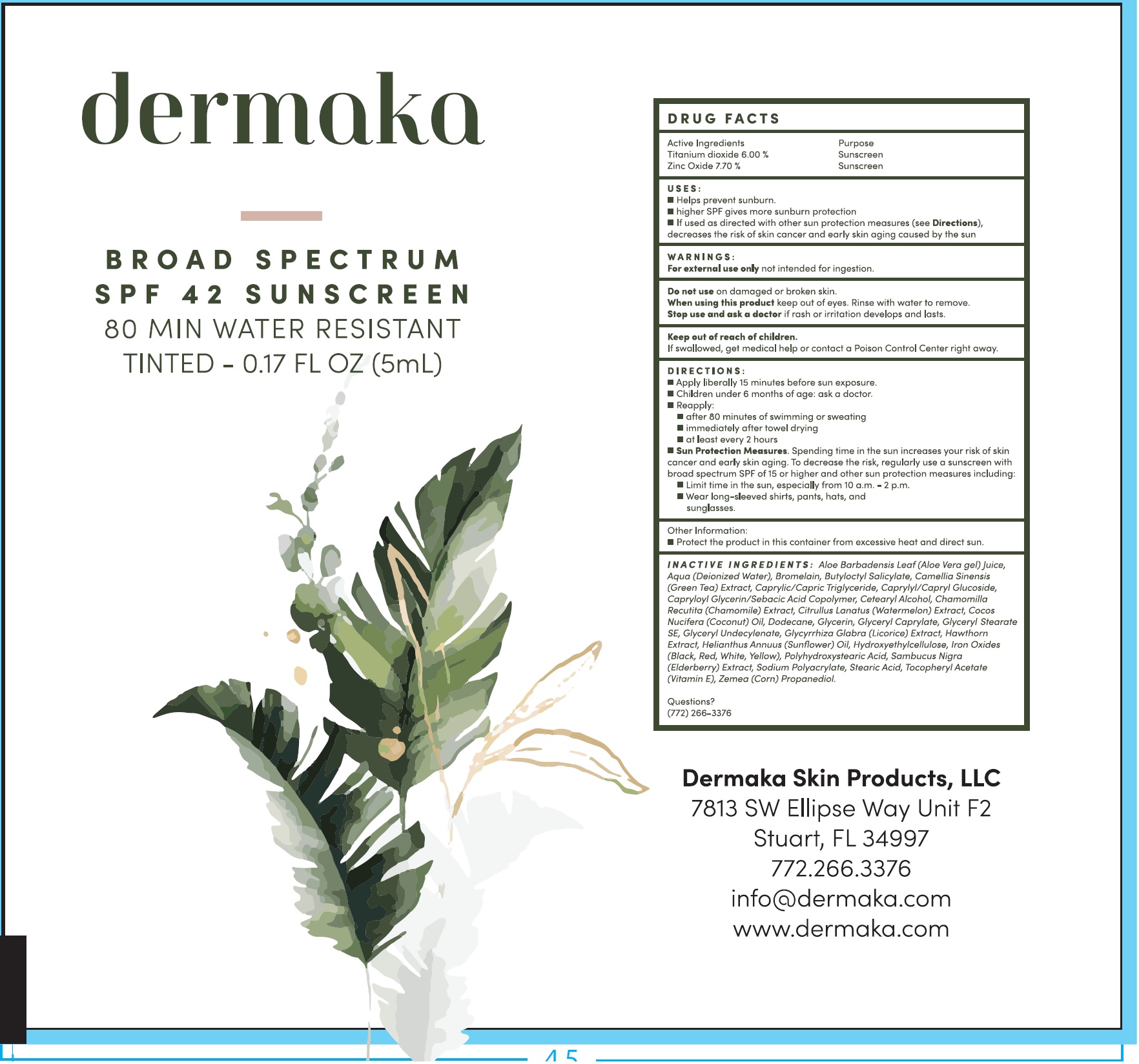 Dermaka Sunscreen Spf 42, Tinted